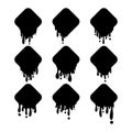 Black melt drips or liquid paint drops isolated